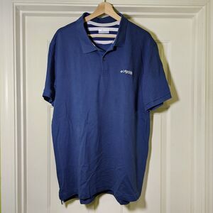 Columbia PFG Polo Shirt Mens XL Omni-Shade Navy Blue Vented  Fishing Outdoors